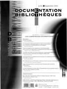 Cover of Les compétences informationnelles, Volume 52, Number 3, July–September 2006, pp. 169-220, Documentation et bibliothèques