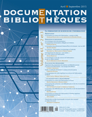 Cover of La formation en sciences de l’information, Volume 61, Number 2-3, April–September 2015, pp. 43-131, Documentation et bibliothèques