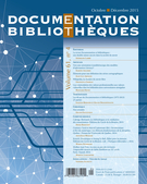 Cover of Volume 61, Number 4, October–December 2015, pp. 135-198, Documentation et bibliothèques