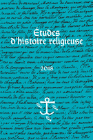 Cover of Volume 84, Number 1-2, 2018, pp. 5-106, Études d'histoire religieuse