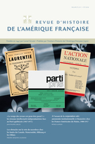 Cover of Volume 72, Number 1, Summer 2018, pp. 5-127, Revue d’histoire de l’Amérique française
