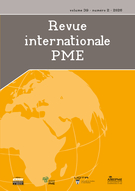 Cover for issue 'Entrepreneuriat et PME face aux crises : vers une lecture plurielle articulant événement et processus' of the journal 'Revue internationale P.M.E.'