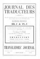 Cover of La lexicographie au Canada, Volume 4, Number 1, 1er Trimestre 1959, pp. 3-69, Journal des traducteurs / Translators' Journal