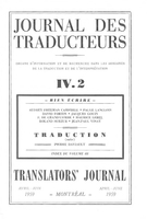 Cover of Bien écrire, Volume 4, Number 2, 2e Trimestre 1959, pp. 71-109, Journal des traducteurs / Translators' Journal