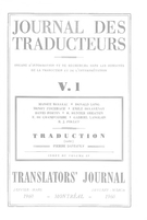 Cover of Volume 5, Number 1, 1er Trimestre 1960, pp. 3-36, Journal des traducteurs / Translators' Journal