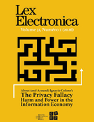 Cover for issue 'About (and Around) Ignacio Cofone’s The Privacy Fallacy. Harm and power in the information economy' of the journal 'Lex Electronica'