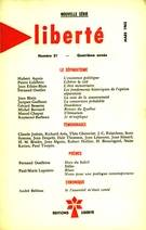 Cover of Le séparatisme, Volume 4, Number 21, March 1962, pp. 66-189, Liberté