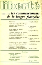 Cover of … Les commencements de la langue française, Volume 20, Number 1 (115), January–February 1978, pp. 4-123, Liberté