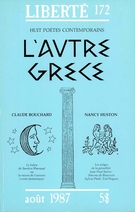 Cover of L’autre Grèce, Volume 29, Number 4 (172), August 1987, pp. 2-130, Liberté
