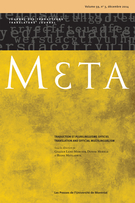 Cover of Traduction et plurilinguisme officiel, Volume 59, Number 3, December 2014, pp. 467-703, Meta