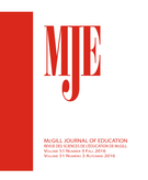 Cover of Volume 51, Number 3, Fall 2016, pp. 991-1225, McGill Journal of Education / Revue des sciences de l'éducation de McGill