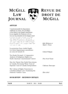 Cover of Volume 58, Number 3, March 2013, pp. 519-791, McGill Law Journal / Revue de droit de McGill