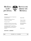 Cover of Volume 59, Number 2, December 2013, pp. 225-480, McGill Law Journal / Revue de droit de McGill