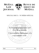 Cover of Technological Innovation and Civil Responsibility, Volume 59, Number 4, June 2014, pp. 773-1027, McGill Law Journal / Revue de droit de McGill