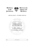 Cover of Indigenous Law and Legal Pluralism, Volume 61, Number 4, June 2016, pp. 721-1028, McGill Law Journal / Revue de droit de McGill