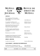 Cover of Volume 62, Number 2, December 2016, pp. 285-598, McGill Law Journal / Revue de droit de McGill