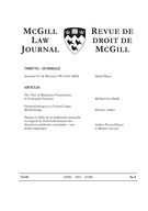 Cover for issue 'Volume 69, Number 2, April 2024' of the journal 'McGill Law Journal / Revue de droit de McGill'