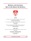 Cover for issue 'Volume 70, Number 4, October 2025' of the journal 'McGill Law Journal / Revue de droit de McGill'