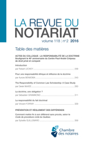 Cover of Volume 118, Number 2, 2016, pp. 239-382, Revue du notariat