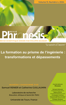 Cover for issue 'La formation au prisme de l’ingénierie : transformations et dépassements' of the journal 'Phronesis'