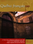 Cover of La littérature québécoise avant 1940, Number 143, Fall 2006, pp. 1-112, Québec français