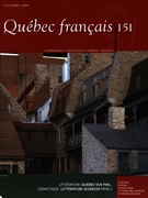 Cover of Québec vue par…, Number 151, Fall 2008, pp. 1-110, Québec français