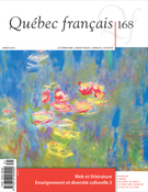 Cover of Web et littérature, Number 168, Winter 2013, pp. 1-109, Québec français