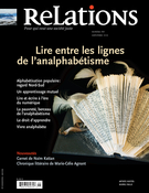 Cover of Lire entre les lignes de l’analphabétisme, Number 767, September 2013, pp. 3-42, Relations