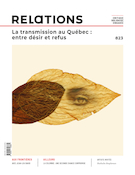 Cover of La transmission au Québec : entre désir et refus, Number 823, Winter 2023–2024, pp. 5-74, Relations