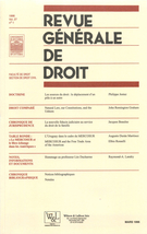 Cover of Volume 27, Number 1, March 1996, pp. 5-120, Revue générale de droit