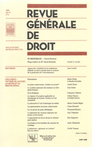 Cover of Volume 27, Number 2, June 1996, pp. 133-310, Revue générale de droit