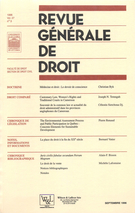 Cover of Volume 27, Number 3, September 1996, pp. 323-428, Revue générale de droit