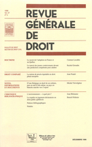 Cover of Volume 27, Number 4, December 1996, pp. 441-551, Revue générale de droit