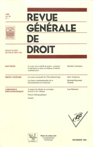 Cover of Volume 29, Number 1, December 1998, pp. 5-120, Revue générale de droit