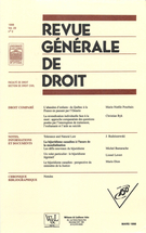 Cover of Volume 29, Number 2, March 1998, pp. 133-262, Revue générale de droit