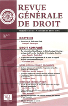 Cover of Volume 31, Number 2, 2001, pp. 255-424, Revue générale de droit