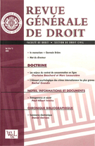 Cover of Volume 33, Number 3, 2003, pp. 369-525, Revue générale de droit