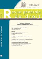 Cover for issue 'Hommage à Denis Nadeau, arbitre de griefs et professeur émérite' of the journal 'Revue générale de droit'