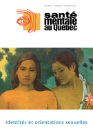 Cover of Identités et orientations sexuelles, Volume 40, Number 3, Fall 2015, pp. 7-275, Santé mentale au Québec