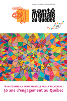 Cover for issue 'Transformer la santé mentale par la recherche : 30 ans d’engagement au Québec' of the journal 'Santé mentale au Québec'