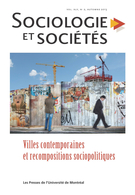 Cover of Villes contemporaines et recompositions sociopolitiques, Volume 45, Number 2, Fall 2013, pp. 5-338, Sociologie et sociétés