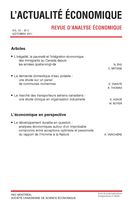 Couverture de Volume 87, numéro 3, septembre 2011, p. 227-403, L'Actualité économique