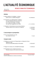 Couverture de Volume 87, numéro 4, décembre 2011, p. 407-545, L'Actualité économique