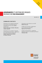 Couverture de Volume 84, numéro 1-2, 2017, p. 1-101, Assurances et gestion des risques / Insurance and Risk Management