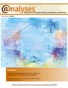 Couverture du numéro 'Relationnalité langagière dans la création et la traduction de l’extrême contemporain' de la revue 'Analyses'
