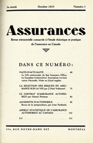 Couverture de Volume 3, numéro 3, 1935, p. 69-112, Assurances
