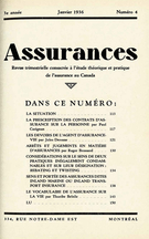 Couverture de Volume 3, numéro 4, 1936, p. 113-152, Assurances