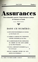Couverture de Volume 7, numéro 1, 1939, p. 1-59, Assurances