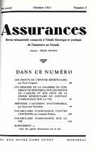 Couverture de Volume 9, numéro 3, 1941, p. 1-130, Assurances