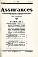 Couverture de Volume 13, numéro 1, 1945, p. 1-49, Assurances